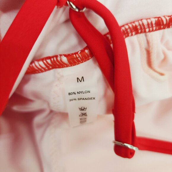 Red One-Piece Womens Swimsuit Adjustable Straps & Ruched Waist Size M - Picture 2 of 5